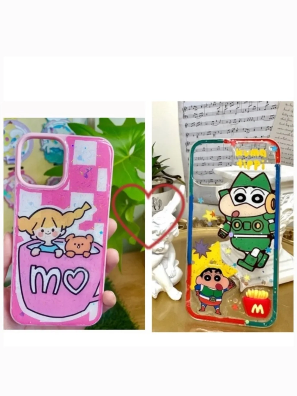 iPhone 12/12pro cartoon case.Handmade cute case with free gift beads chain
